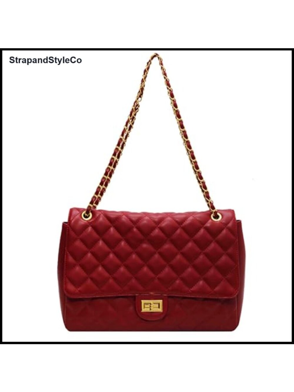 Quilted Crossbody Shoulder Purse Vegan Leather Chain Strap Satchel